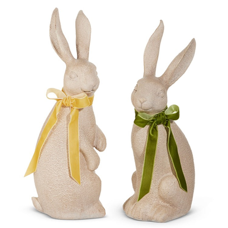 14.5 Concrete Look Rabbit with Bow