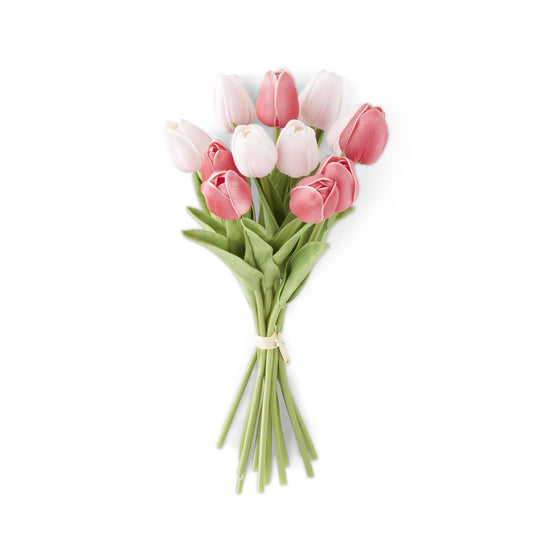 13 Inch Pink/Rose Real Touch Mini Tulip Bundle (12 Stems)