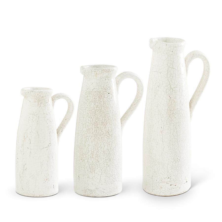 White Ceramic Crackled Pitchers