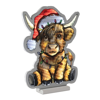 Highland Cow w/Santa Hat Ekkolight