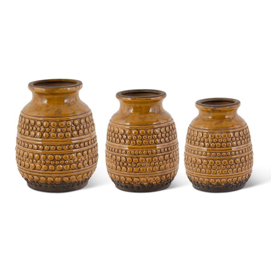 Golden Brown Bubble Textured Ceramic Vases