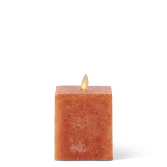 3 x 4.5 Inch Orange Wax Indoor Square Luminara Candle Remote Ready