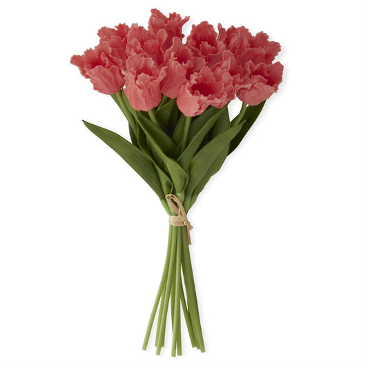 13 Inch Coral Real Touch Parrot Tulip Bundle (12 Stems)