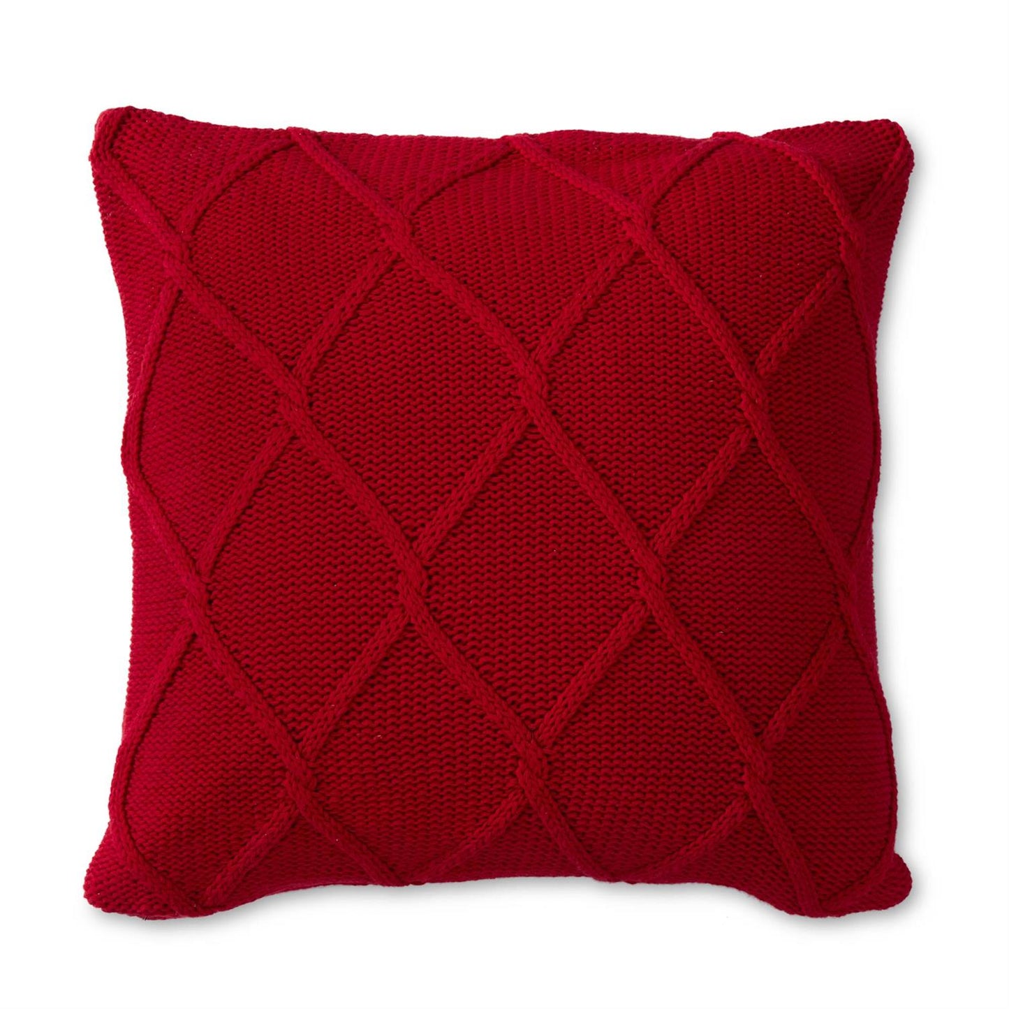 20 Inch Red Diamond Knit Pillow