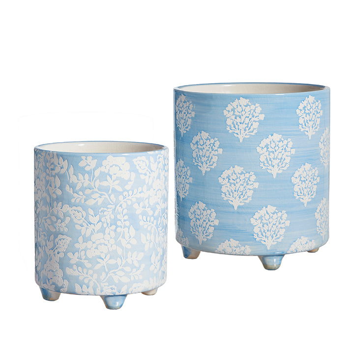 7.75" BLUE TRANSFERWARE POTS