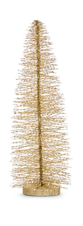 18 Inch Snowy Gold Bottle Brush Trees