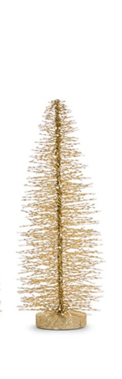 18 Inch Snowy Gold Bottle Brush Trees
