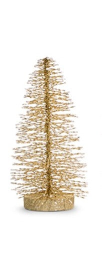 18 Inch Snowy Gold Bottle Brush Trees