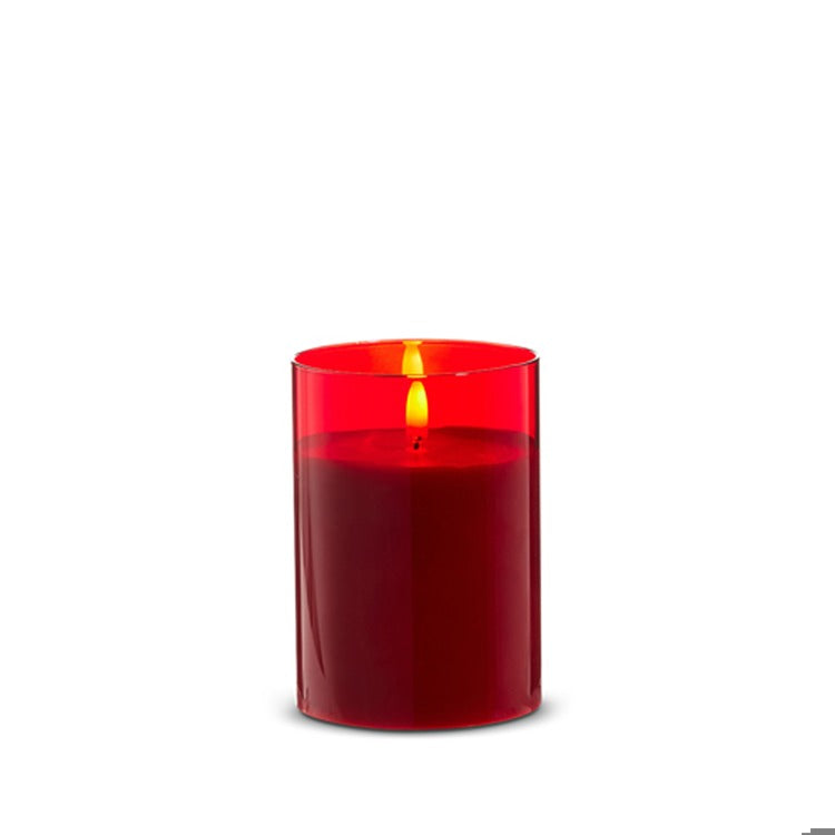 Red Glass Red Pillar Candle