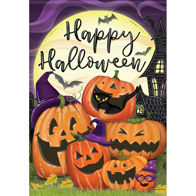 Garden Flag - Glitter Halloween Pumpkins