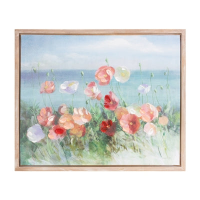 FRAMED FLORAL PRINT 23.75"L X 19.25"H CANVAS/WOOD