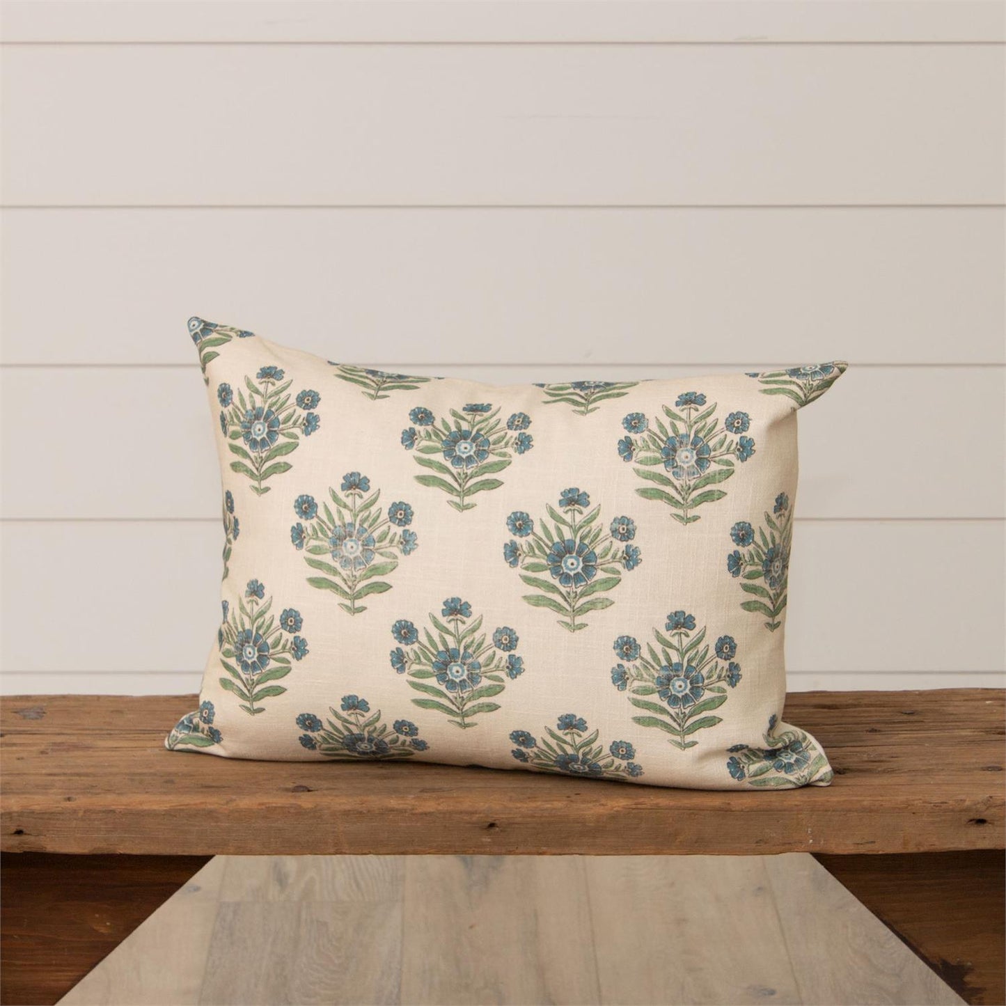 Lumbar Pillow - Blue Block Print Silhouette