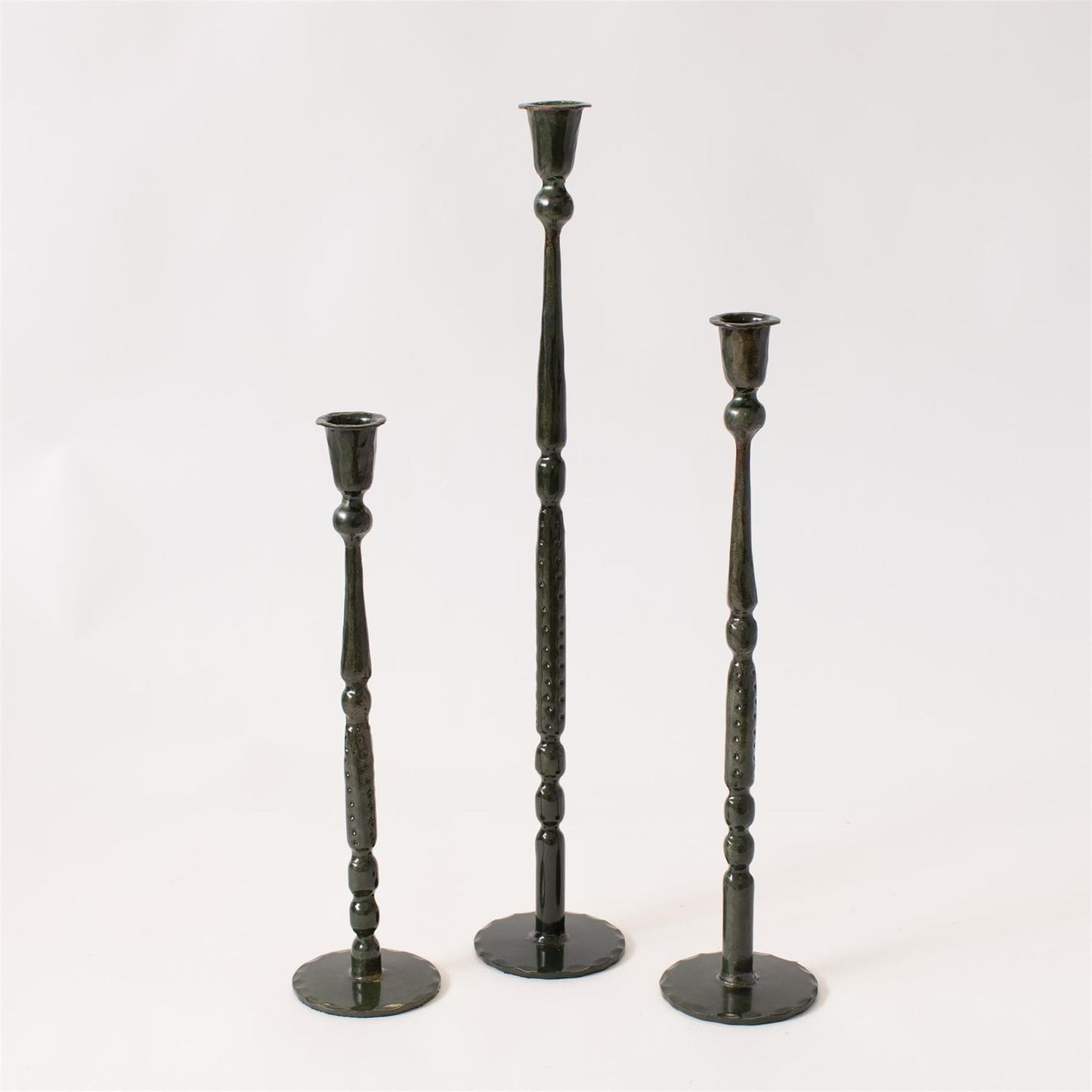 Candle Holder - Dark Green Enamel