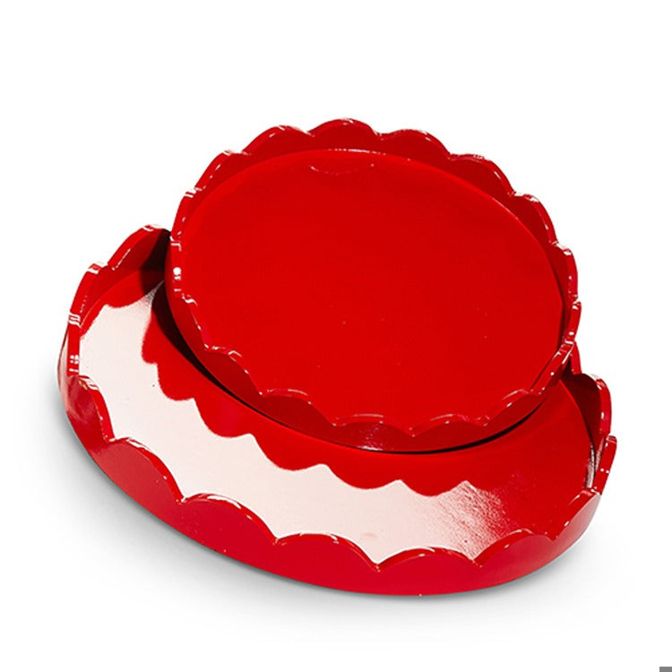 Round Red Scalloped Tray