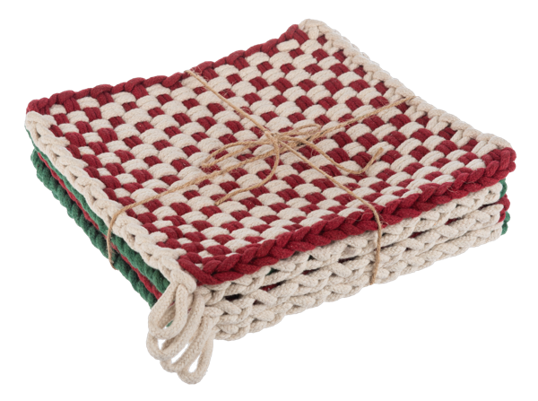 Cotton Crochet Christmas Check Pot Holder