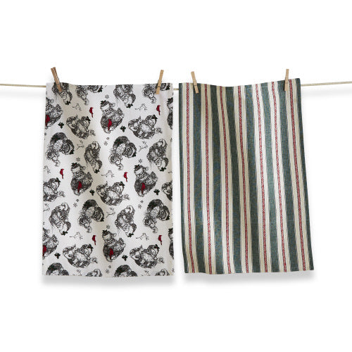FARMHOUSE SANTA DISHTOWEL SET/2