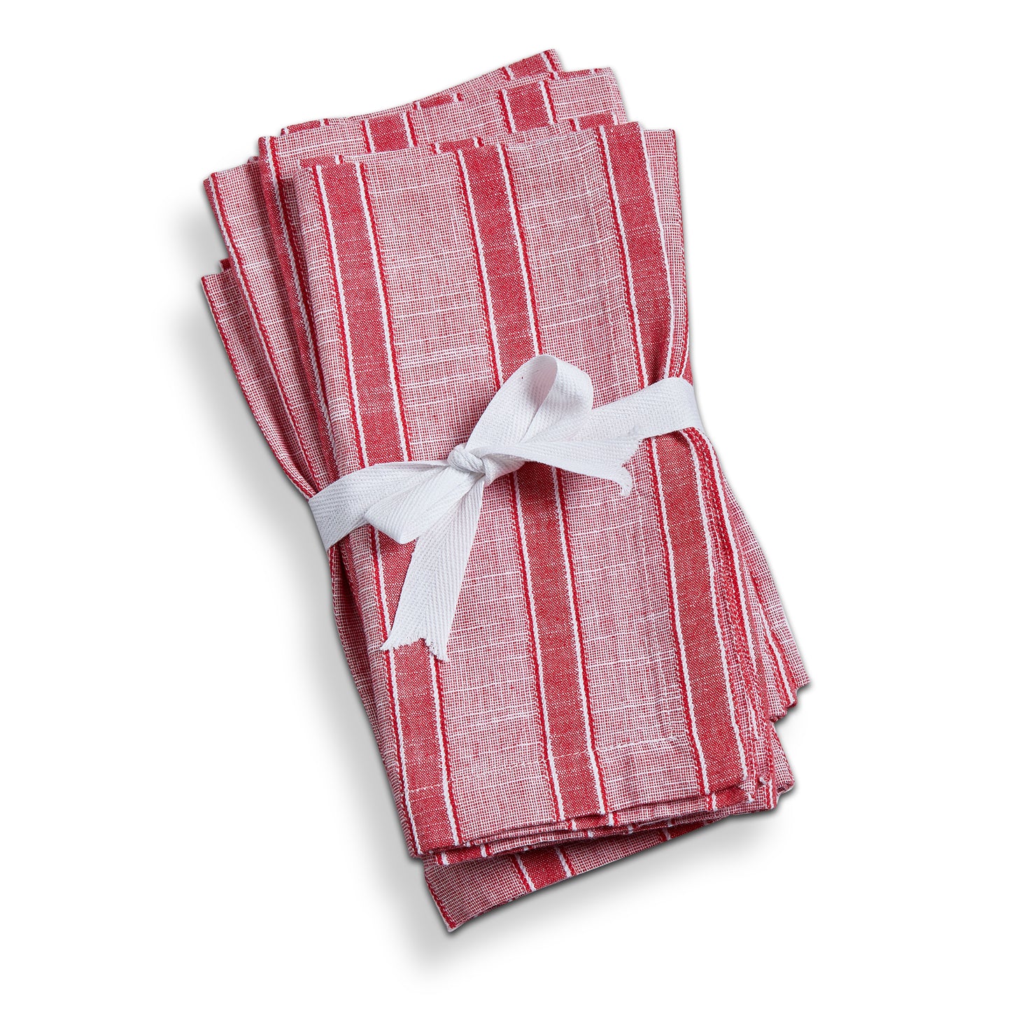 RED & WHITE STRIPE NAPKIN SET/4
