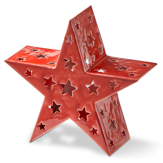 ENAMEL STAR LED TEALIGHT HOLDER SM