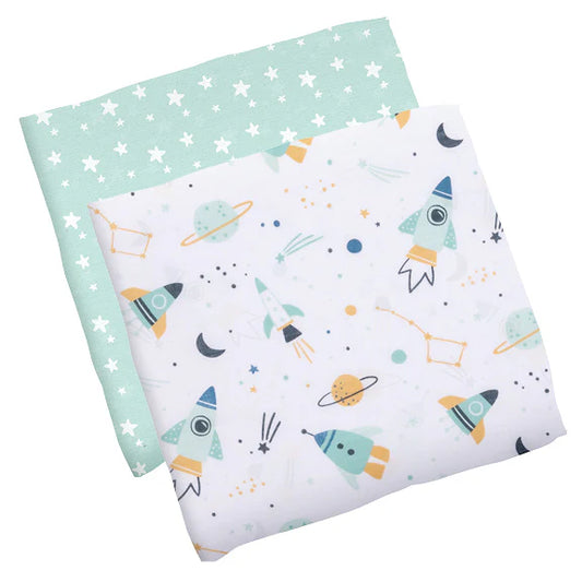MUSLIN BLANKET SET 2PK SPACE