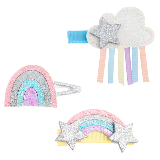 HAIR CLIPS GLITTER RAINBOW
