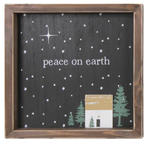 Wood Peace And Joy Block Decor 2 Asst