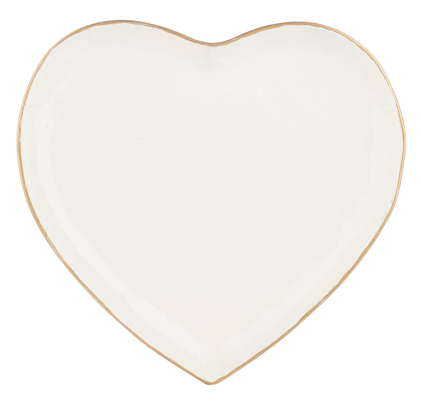 Ivory Heart Tray with Gold Edge