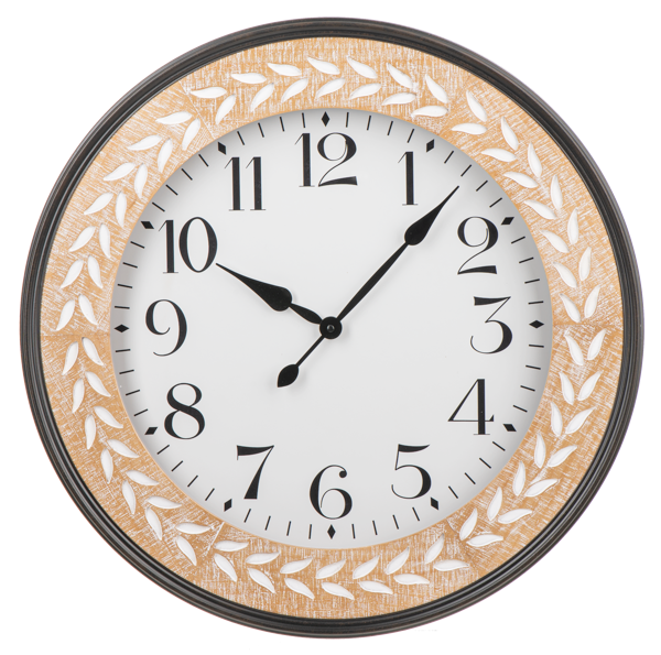 Round Carved Leaves Wall Clock