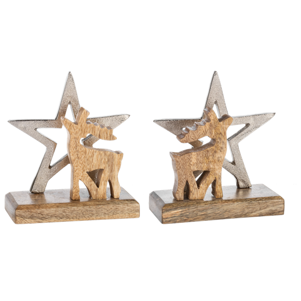 Natural Deer with Silver Star Decor