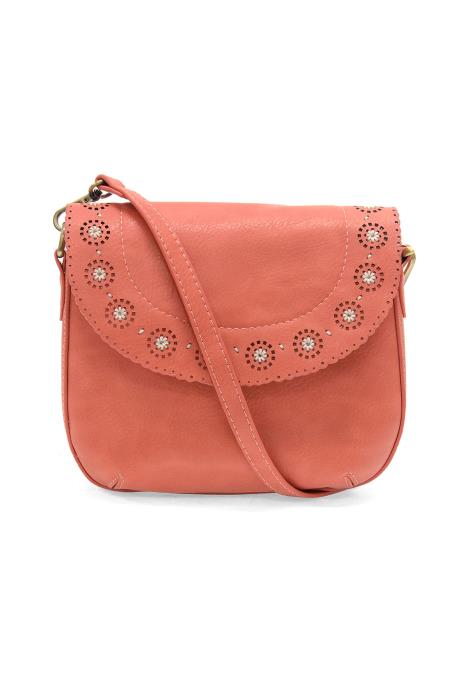 Black Lazer Cut Daisy Flap Crossbody