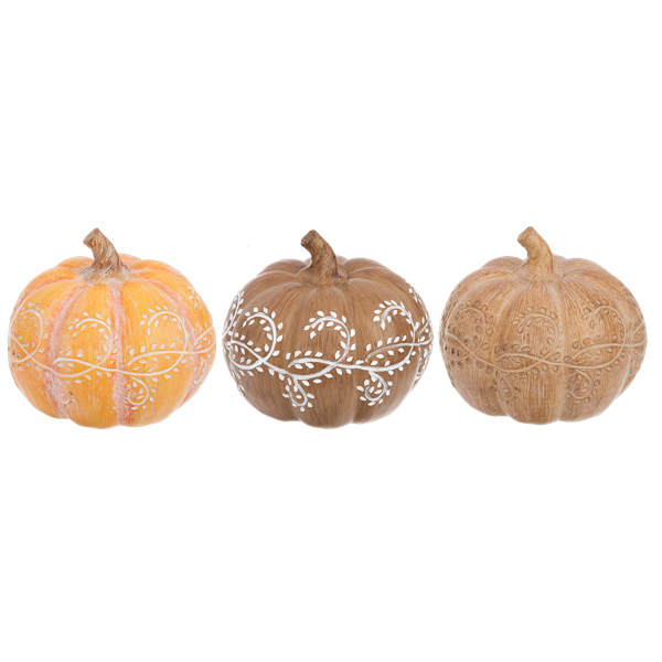 Scroll Work Pumpkin Figurines