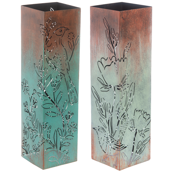 Laser-cut Botanical Bird Pillar Holders
