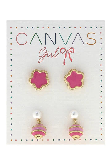 Molly Flowers & Macarons Children's Stud Earrings (Set of 2)