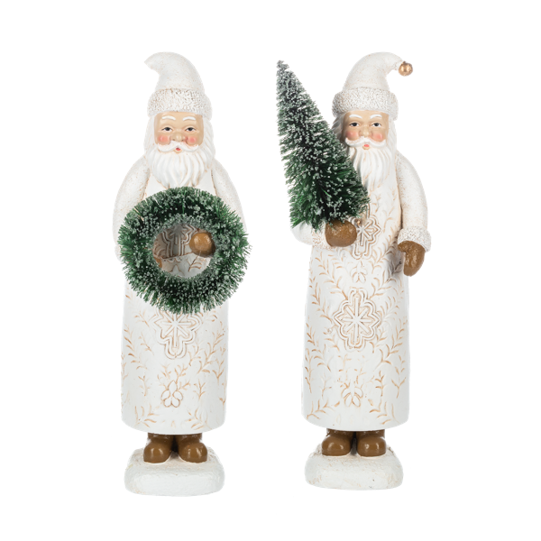 Santa w/Tree & Wreath Figurines