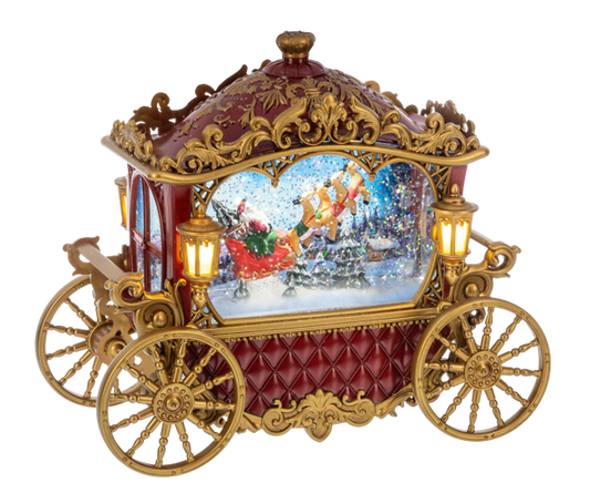 LED Light Up Shimmer Carriage w/Santa Figurine