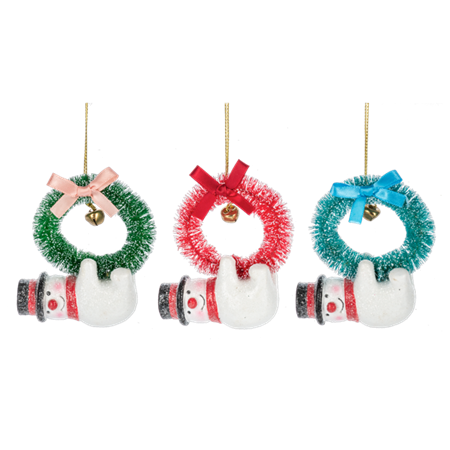 Vintage Snowman w/Wreath Ornaments
