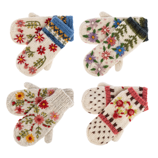 Embroidered Mitten Pairs