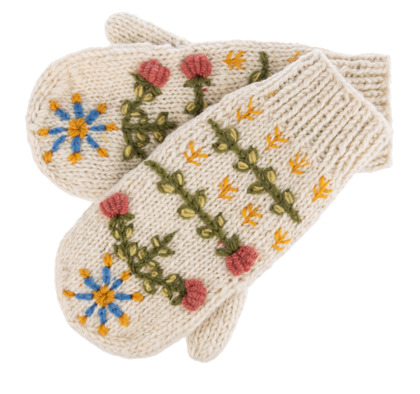Embroidered Spruce Mitten Pairs