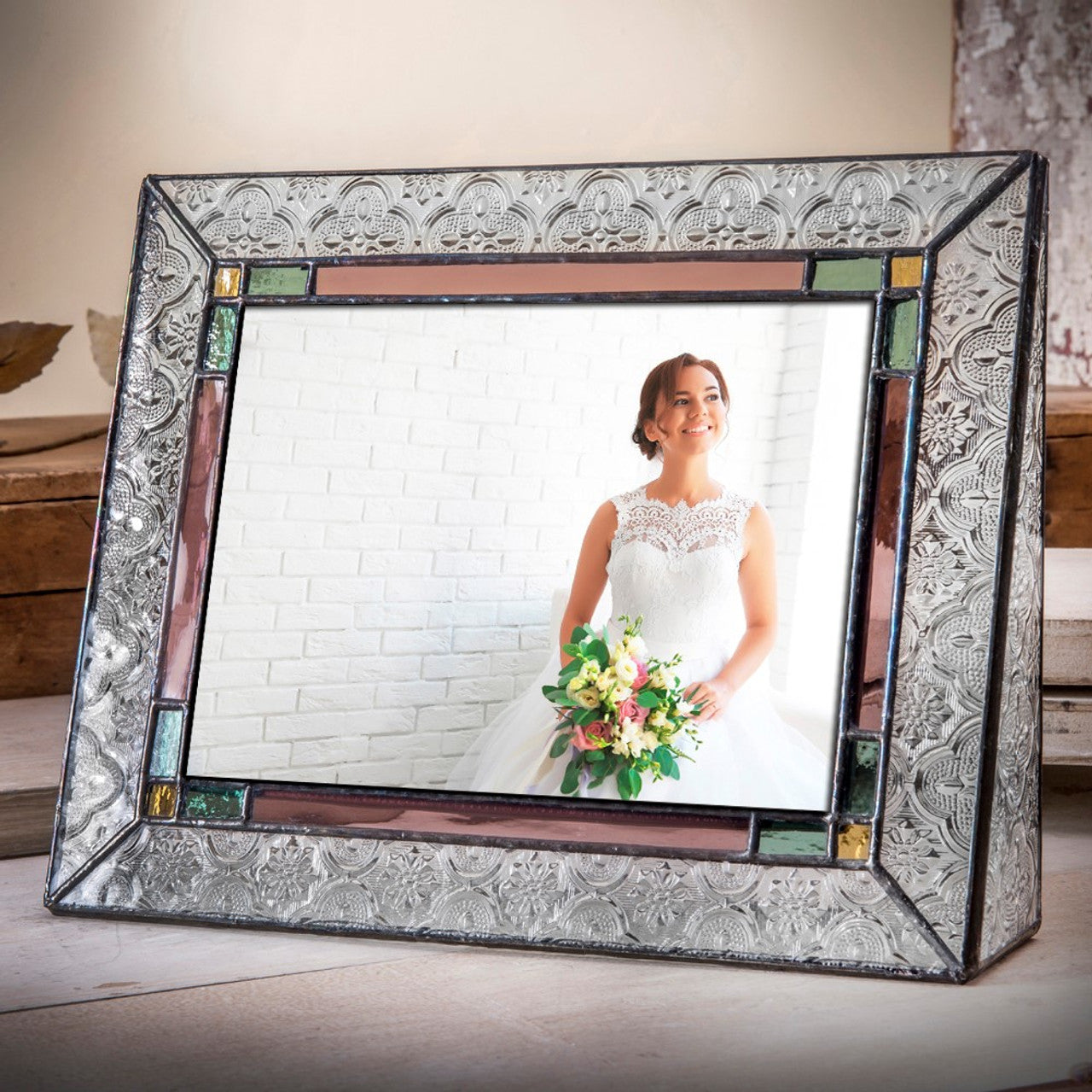 Beaded Glass Picture Frame 8x10 5x7 4x6 by J Devlin