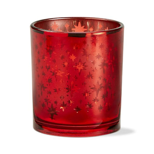 christmas mercury tealight holder - red