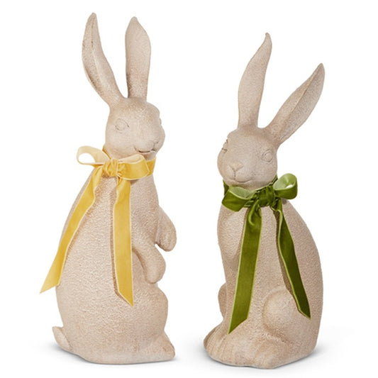 14.5 Concrete Look Rabbit with Bow