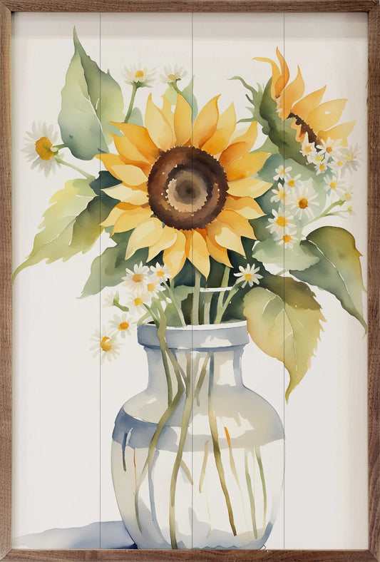 Sunflower Floral Vase White