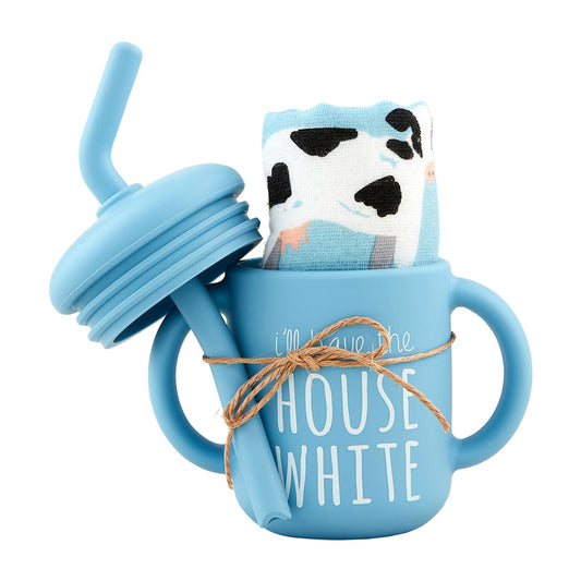 BLUE FARM SILICONE CUP & BIB SET