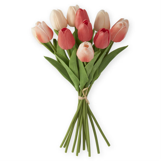 13 Inch Coral & Peach Real Touch Mini Tulip Bundle (12 Stems)