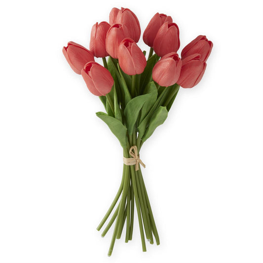 13 Inch Coral Real Touch Mini Tulip Bundle (12 Stems)