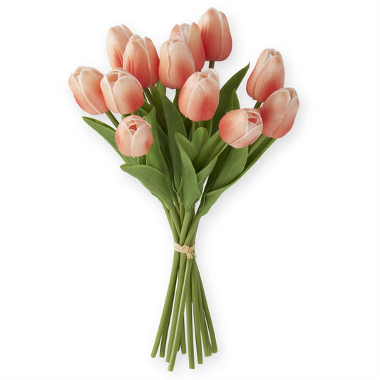 13 Inch Dark Peach Real Touch Mini Tulip Bundle (12 Stems)