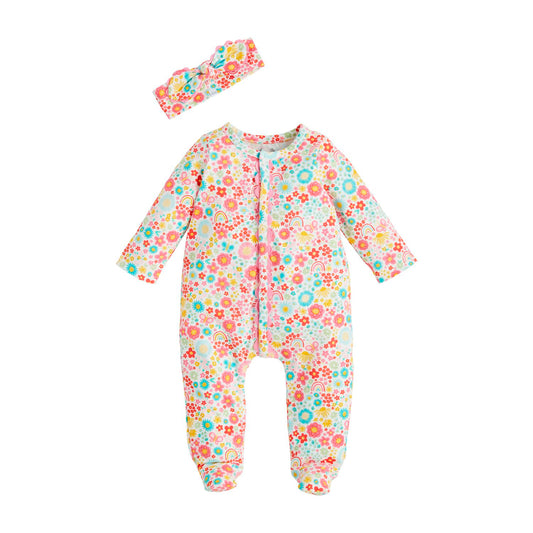 Rainbow Floral Sleeper & Headband Set
