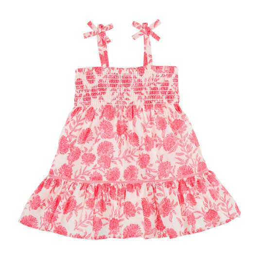 Pink Block Print Floral Dress