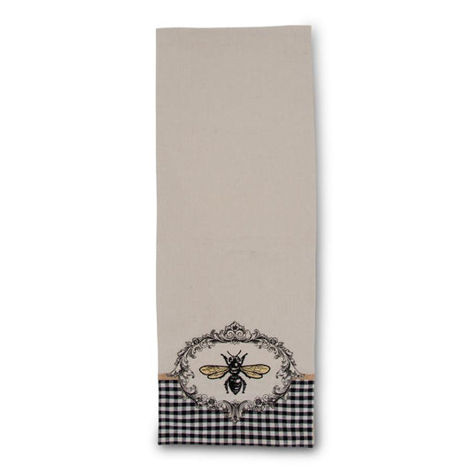 72 Inch Cream Table Runner w/Embroidered Bee Crest