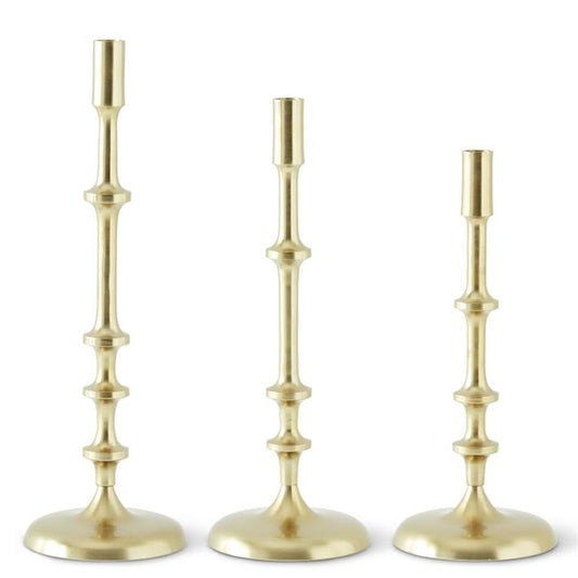 GOLD METAL RIBBED CANDLESTICKS