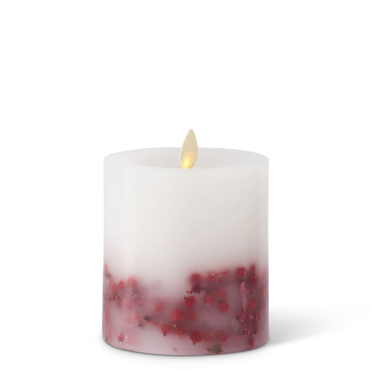 3.5 x 4.5 Inch White Wax Berry Indoor Pillar Luminara Candle Remote